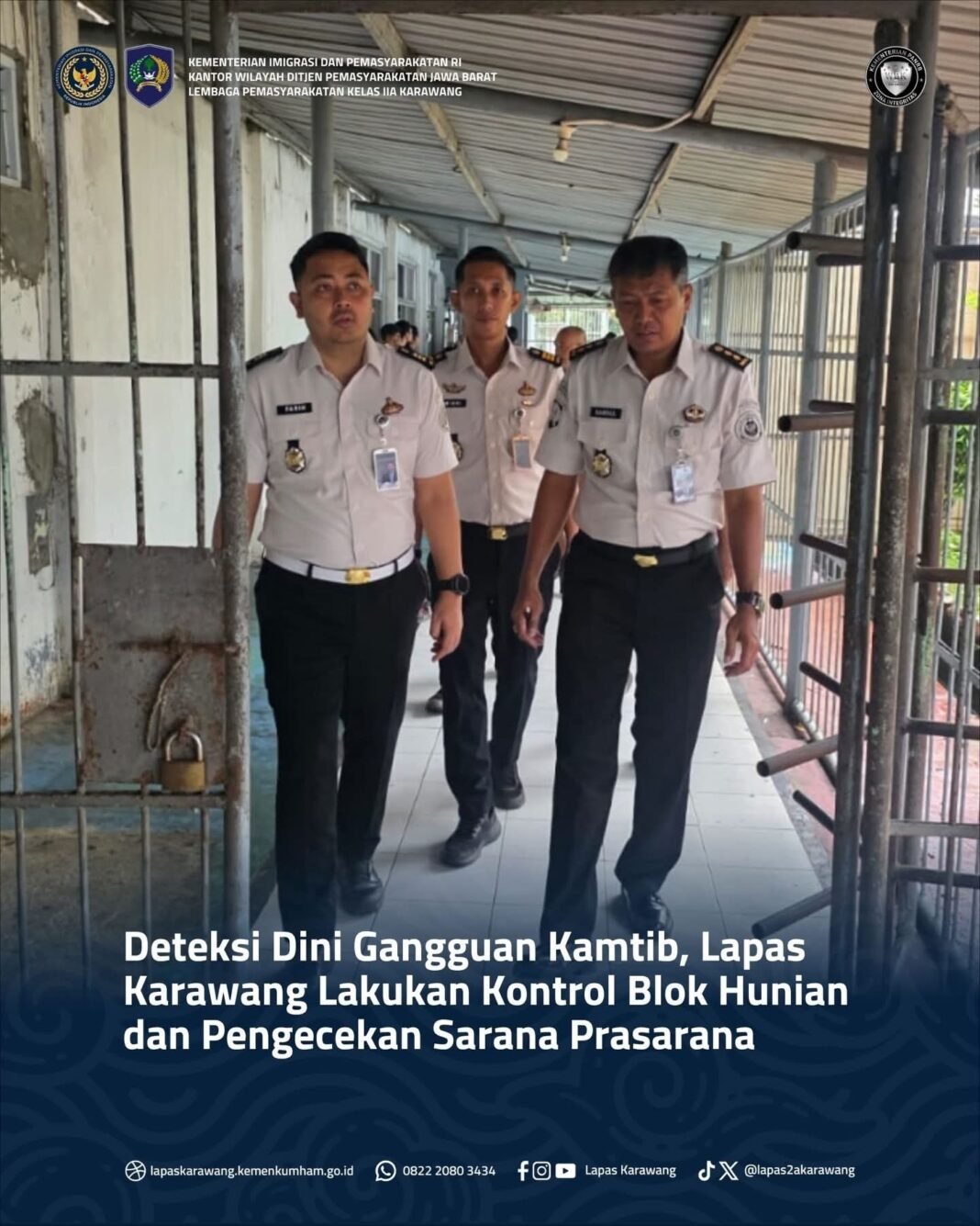 Kontrol Blok dan Sarpras, Lapas Karawang Tegaskan Komitmen Jaga Kamtib