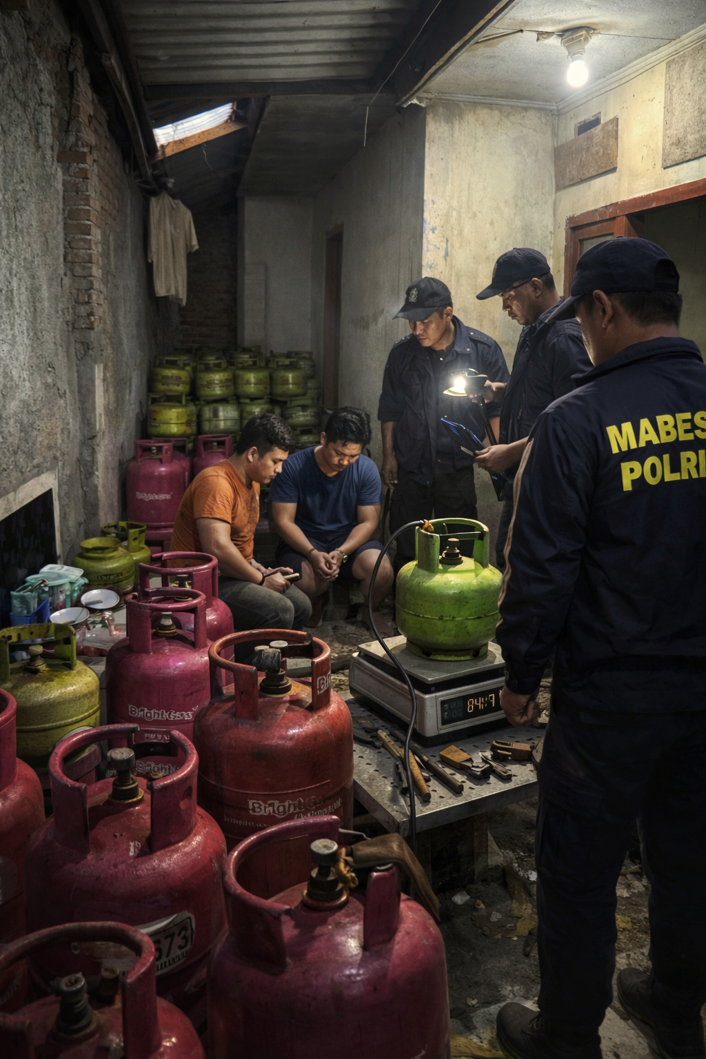 Mabes Polri Tangkap Pelaku Penyalahgunaan LPG Subsidi di Perum Sakina Village Karawang