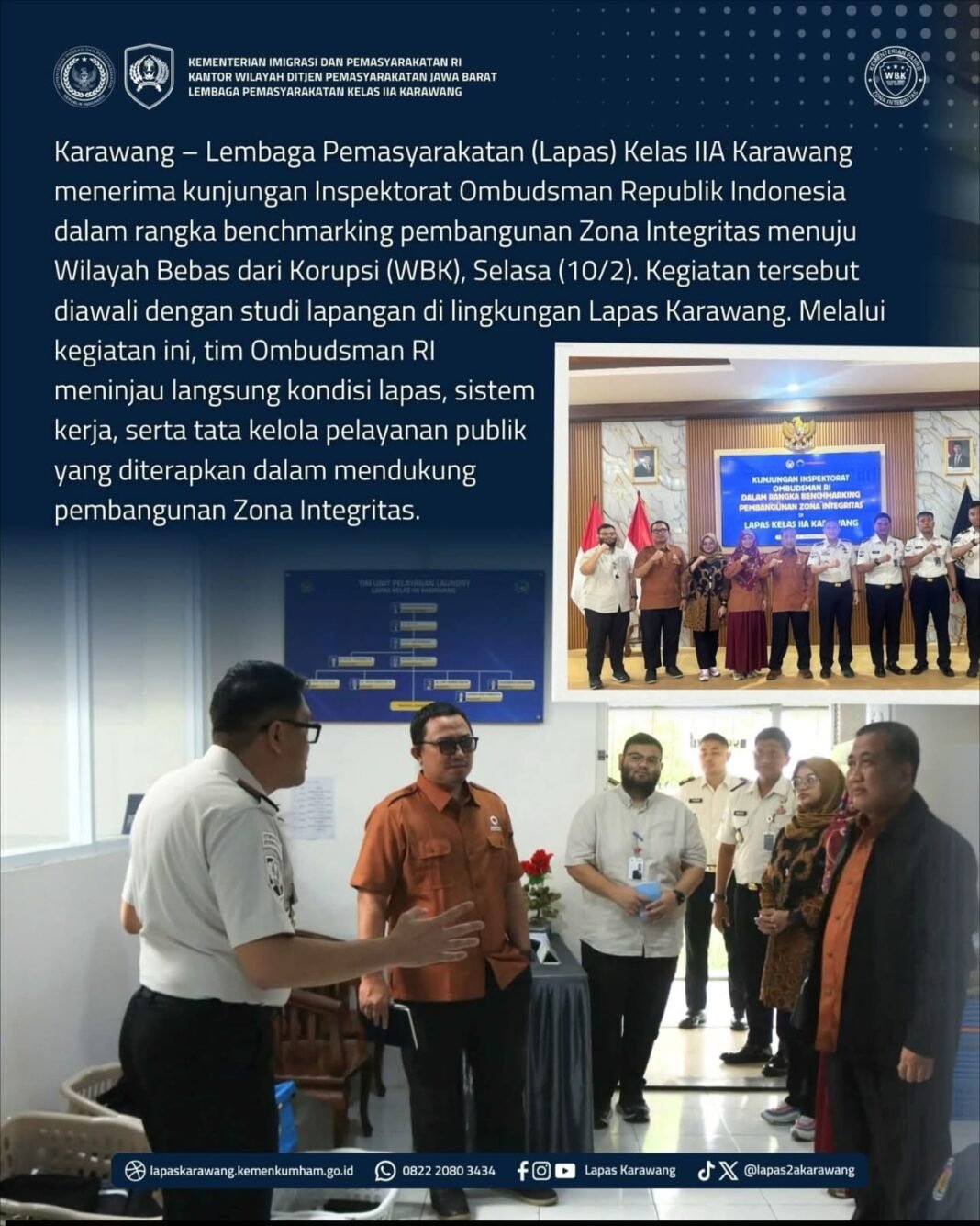 Christo Paparkan Strategi WBK Saat Kunjungan Ombudsman RI ke Lapas Karawang