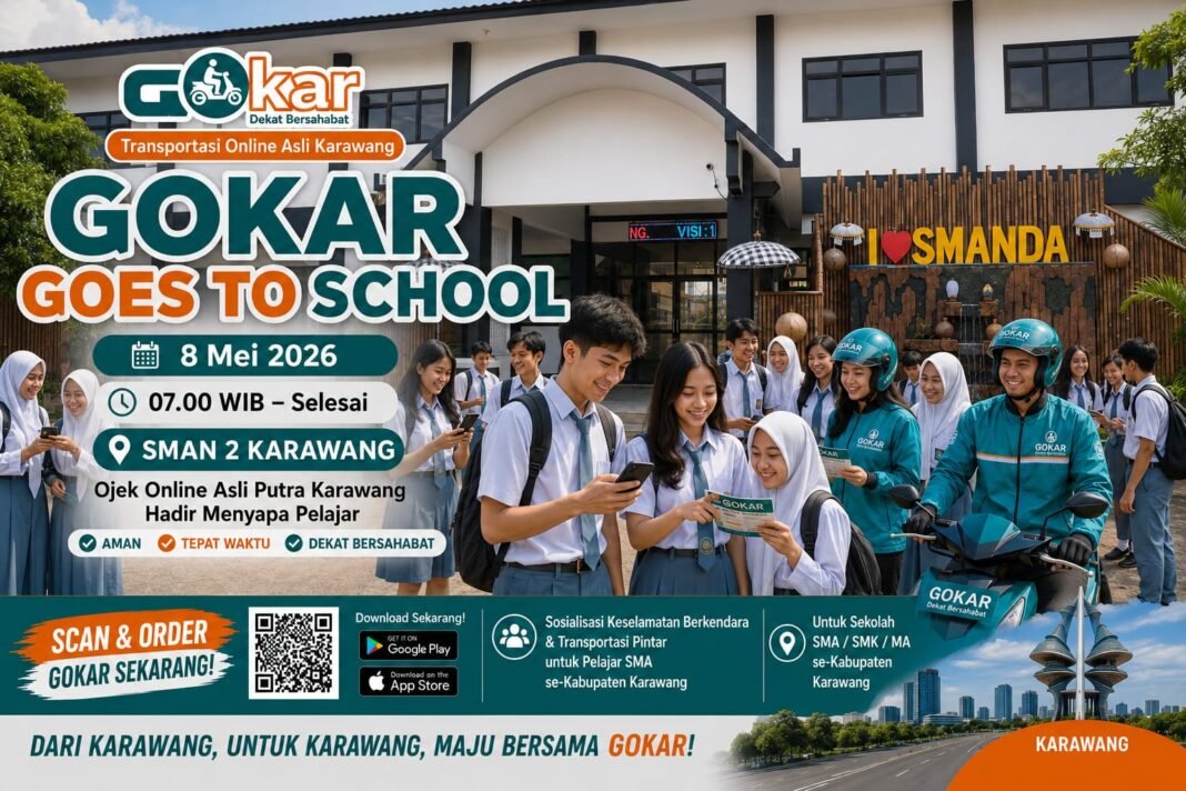 Transportasi Online Lokasi GOKAR Gelar Sosialisasi Keselamatan di SMAN 2 Karawang