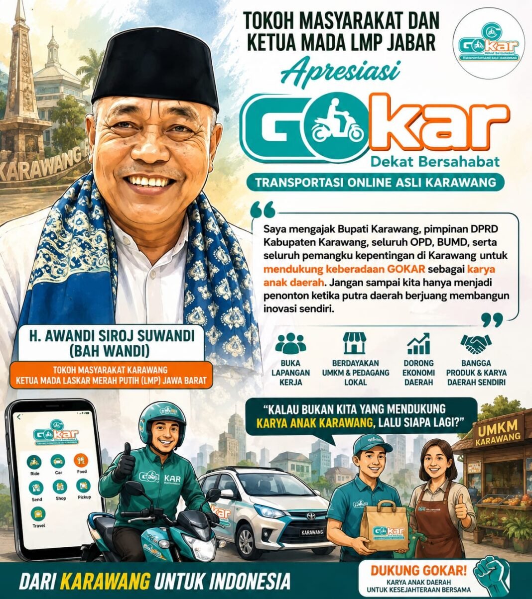 Dari Karawang untuk Indonesia, Bah Wandi Ajak Masyarakat Dukung GOKAR ‎