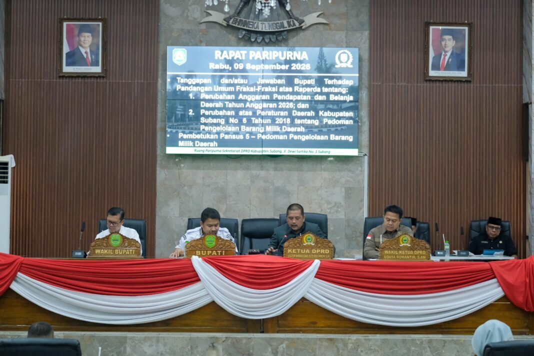 Bupati Subang Jawab Pandangan Fraksi pada Rapat Paripurna DPRD