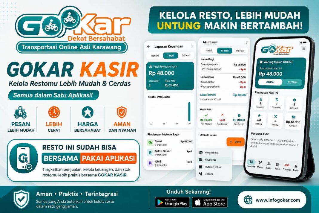 Gratis Tanpa Biaya Bulanan, Merchant GOKAR Dapat Aplikasi Kasir dan Promosi Media Online 