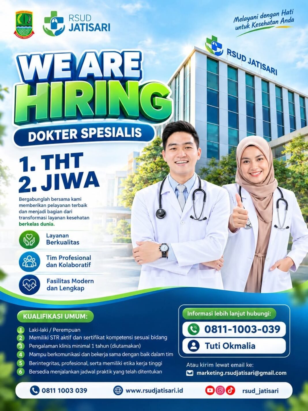 RSUD Jatisari Rekrut Dokter Spesialis THT dan Jiwa Tahun 2026